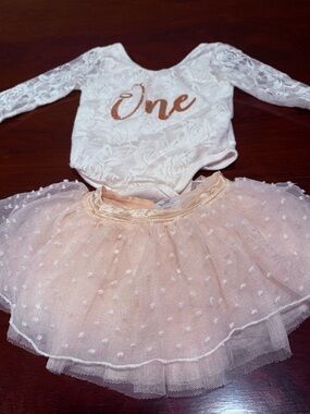 Infant Girls 1st Birthday Onsie & Skirt